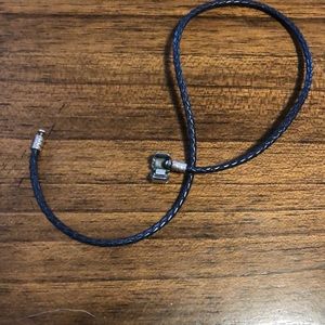 Pandora charm bracelet. 14.5” long, dark navy weave.